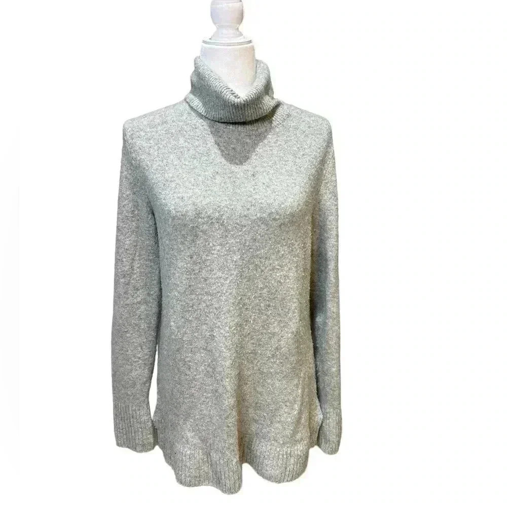 J.Crew Everyday Wool Blend Turtleneck Sweater Gray Size M